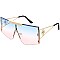 Pack of 12 Stylish Gold Accented Rectangular Shield Sunglasses