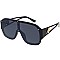 Pack of 12 Trendy Gold Bolted Shield Sunglasses