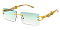 Pack of 12 Rimless Cutout Leopard Wood Leg Sunglasses