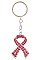 PACK OF 12 Pink Ribbon KEY CHAINS