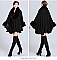 Classic Cashmere Cape With Sleeve With Faux Fur Trim