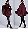 Classic Cashmere Cape With Sleeve With Faux Fur Trim