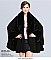 Classic Cashmere Cape With Sleeve With Faux Fur Trim