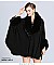 Classic Cashmere Cape With Sleeve With Faux Fur Trim