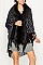 VEGAN Fur COLLAR ANIMAL PRINT Poncho FM-SCA2136