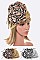 PACK OF 12 METALLIC PYTHON PRINTED FLOWER TURBAN HAT