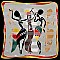 AFRICAN PRINT DANCING GIRLS Multi-Colored Satin Scarf / HEAD WRAP