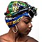 AFRICAN PRINT AZTEC TRIBAL SYMBOLS  Multi-Colored Satin Scarf / HEAD WRAP