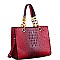 LINKED CHAIN OSTRICH SATCHEL