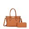 2-in-1 Whip Stitch Design Satchel Bag and Wallet Set