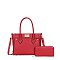 red 2-in-1 Whip Stitch Design Satchel Bag and Wallet Set