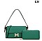 green satchel bag with h accent