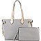 Two-Tone Classic 2 in 1 Shopper Tote Wristlet Set