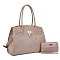 Uma Suede Lock Hardware Satchel Set