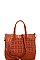 STYLISH NATURAL WOVEN 2-TONE TOTE JYSL-595