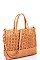 STYLISH NATURAL WOVEN 2-TONE TOTE JYSL-595