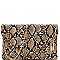 Large Snake Print Envelope Clutch Shoulder Bag