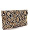 Large Snake Print Envelope Clutch Shoulder Bag