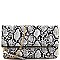 Snake Print Tassel Accent Clutch Shoulder Bag