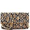 Snake Print Tassel Accent Clutch Shoulder Bag