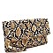 Snake Print Tassel Accent Clutch Shoulder Bag