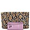 Snake Print Tassel Accent Clutch Shoulder Bag