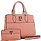 STRUCTURED PADLOCK ACCENT SATCHEL SET
