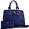 STRUCTURED PADLOCK ACCENT SATCHEL SET