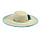 RAFFIA POMS 2TONE WIDE BRIM STRAW HAT
