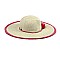 RAFFIA POMS 2TONE WIDE BRIM STRAW HAT