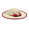 RAFFIA POMS 2TONE WIDE BRIM STRAW HAT