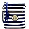 Stripe Print Multi Zipper Tall Cross Body