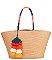 Straw POM POM Beach Bag