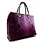 Ring Accent Snake Print Embossed Tote