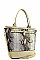 Embossed Snake Print Padlock Quality Bucket Bag