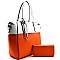 Two Tone Color Block Tote With Wallet