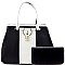 Padlock Accent 2 Tone Satchel SET With Wallet