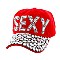 SEXY in Bold Stones on Denim Fashion Baseball Cap MEZ693RD