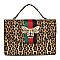 Queen Bee Stripe Lucky Leopard Flap 2-in-1 Satchel