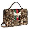 Queen Bee Stripe Lucky Leopard Flap 2-in-1 Satchel