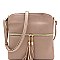 Front Pocket Tasselled Tall Crossbody Bag