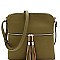 Front Pocket Tasselled Tall Crossbody Bag