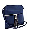 Front Pocket Tasselled Tall Crossbody Bag