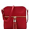Front Pocket Tasselled Tall Crossbody Bag