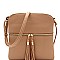 Front Pocket Tasselled Tall Crossbody Bag
