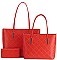 3 IN 1 TRENDY QUILTED STITCHING SHOPPER BAG WALLET SET