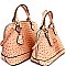 Ostrich Embossed 2 in 1 Twin Dome Satchel SET  MH-TU2020