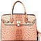 TU6726-LP Ostrich Embossed Padlock Accent Structured Tote Wallet SET