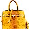 TU6729W-LP Ostrich Embossed Padlock Accent Structured Tote Wallet SET