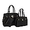 Padlock Accent 3 in 1 Twin Tote-Satchel Value Set